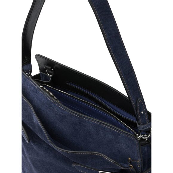 Le Tanneur Emie Large Shoulder Bag Prussian Blue Denim Suede Luxe Tote - Picture 4 of 9